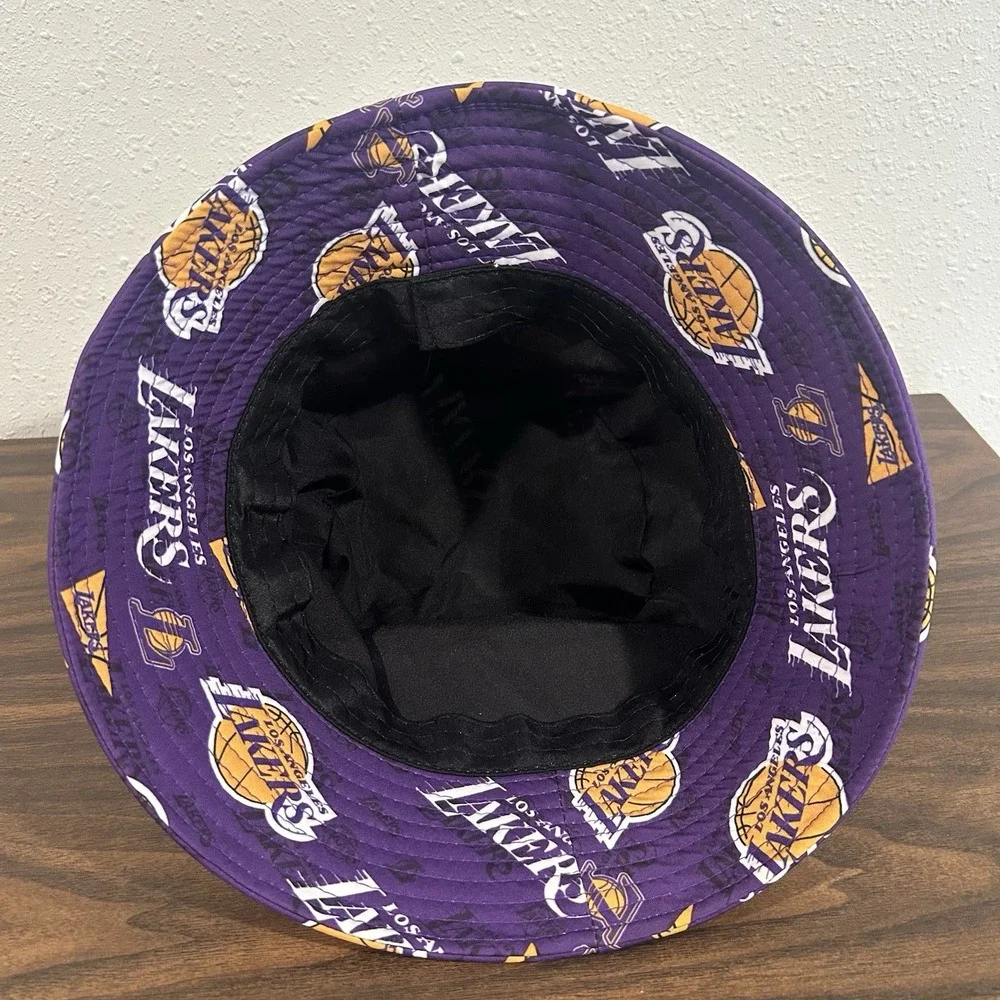 NWT Los Angeles Lakers Bucket Hat All Over Print AOP Purple Yellow Casual